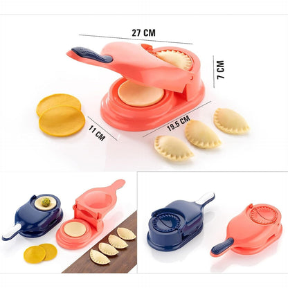 Dumpling Skin Press Mould for Gujiya Ghughra Momos Making, 2 in 1 Dumpling Maker Mould Machine, Kitchen Dumpling